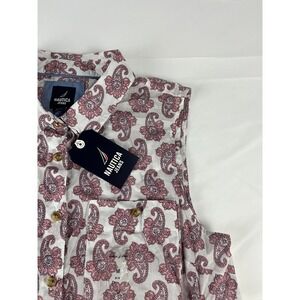 Nautica Jeans Women's Sleeveless‎ Paisley Print Button Up Shirt Size M